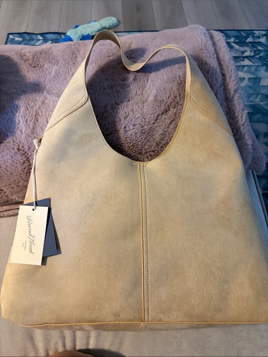 Universal Thread Handbags - Universal Thread Cream Suede Shoulder Hobo Bag